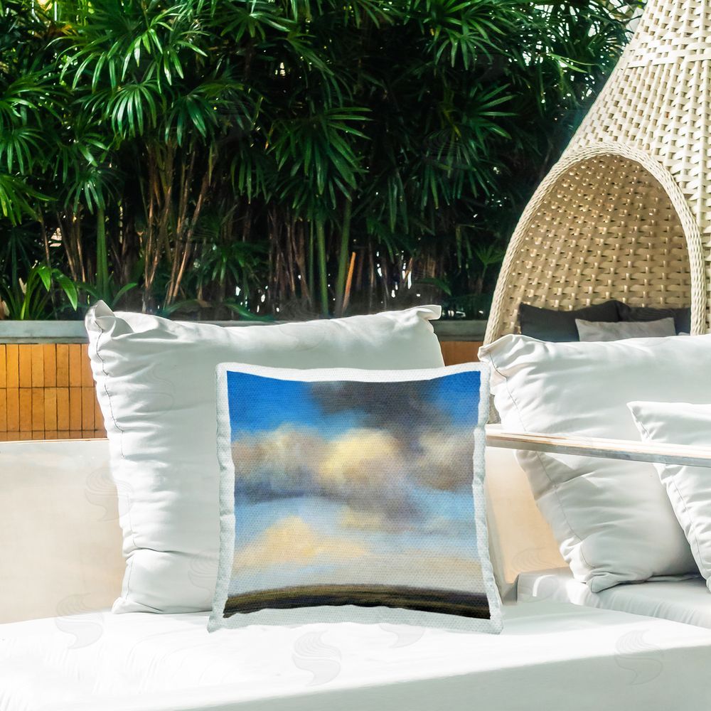 Suzanne Nicoll Looming Storm Clouds Outdoor Quick-Dry Polyester Printed Throw Pillow in Back Yard