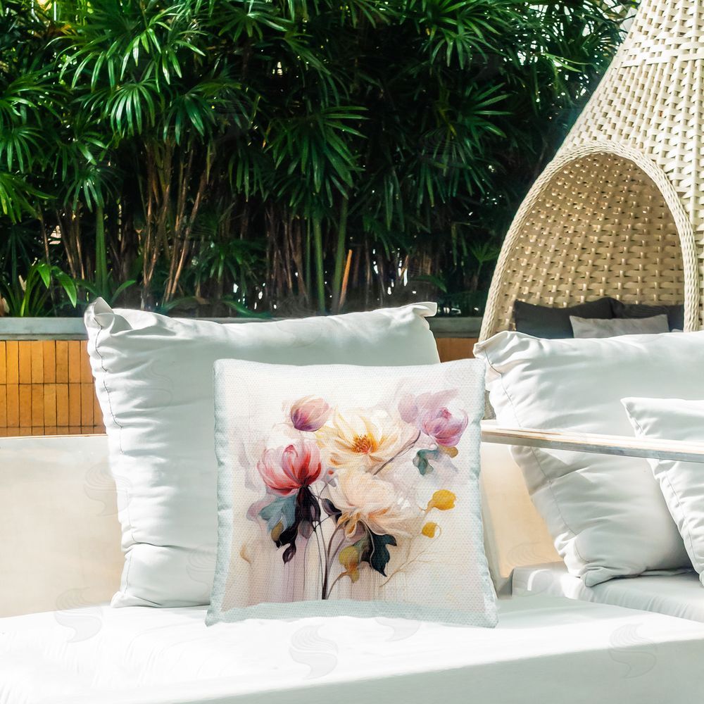 Irena Orlov Elegant Blooms in Harmony Outdoor Quick-Dry Polyester Printed Throw Pillow in Back Yard