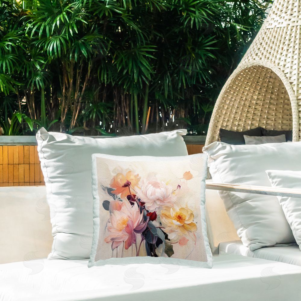 Irena Orlov Elegant Blooms Collage Outdoor Quick-Dry Polyester Printed Throw Pillow in Back Yard