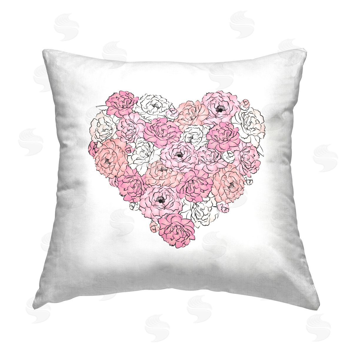 Martina Pavlova Pink Heart Shaped Roses Printed Plush Polyester Throw Pillow
