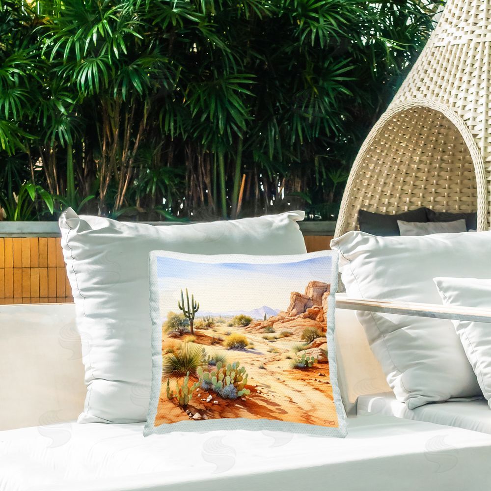 RB Arid Canyon Path Outdoor Quick-Dry Polyester Printed Throw Pillow in Back Yard