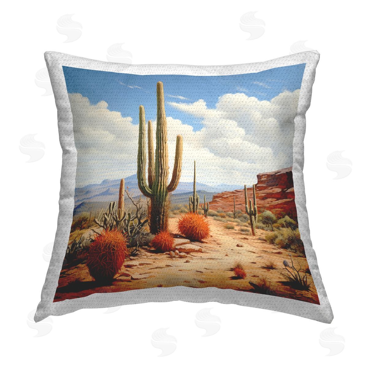 RB Cactus Plants Landscape Outdoor Quick-Dry Polyester Printed Throw Pillow