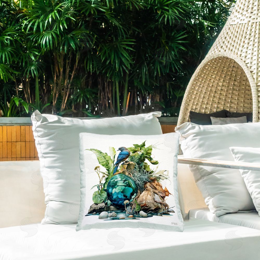 RB Glass Jar & Botanicals Outdoor Quick-Dry Polyester Printed Throw Pillow in Back Yard
