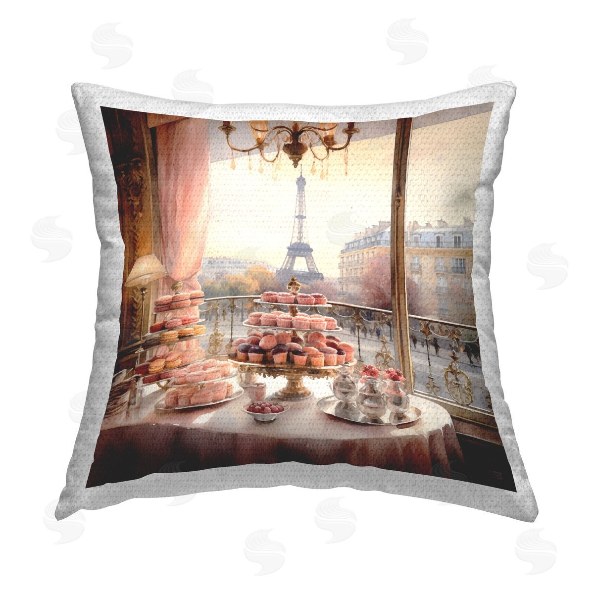 RB Parisian Desserts View Outdoor Quick-Dry Polyester Printed Throw Pillow