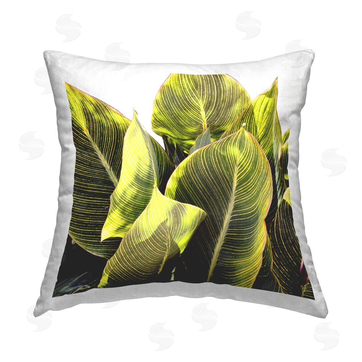 Emily Navas Lush Green Leaves Printed Plush Polyester Throw Pillow