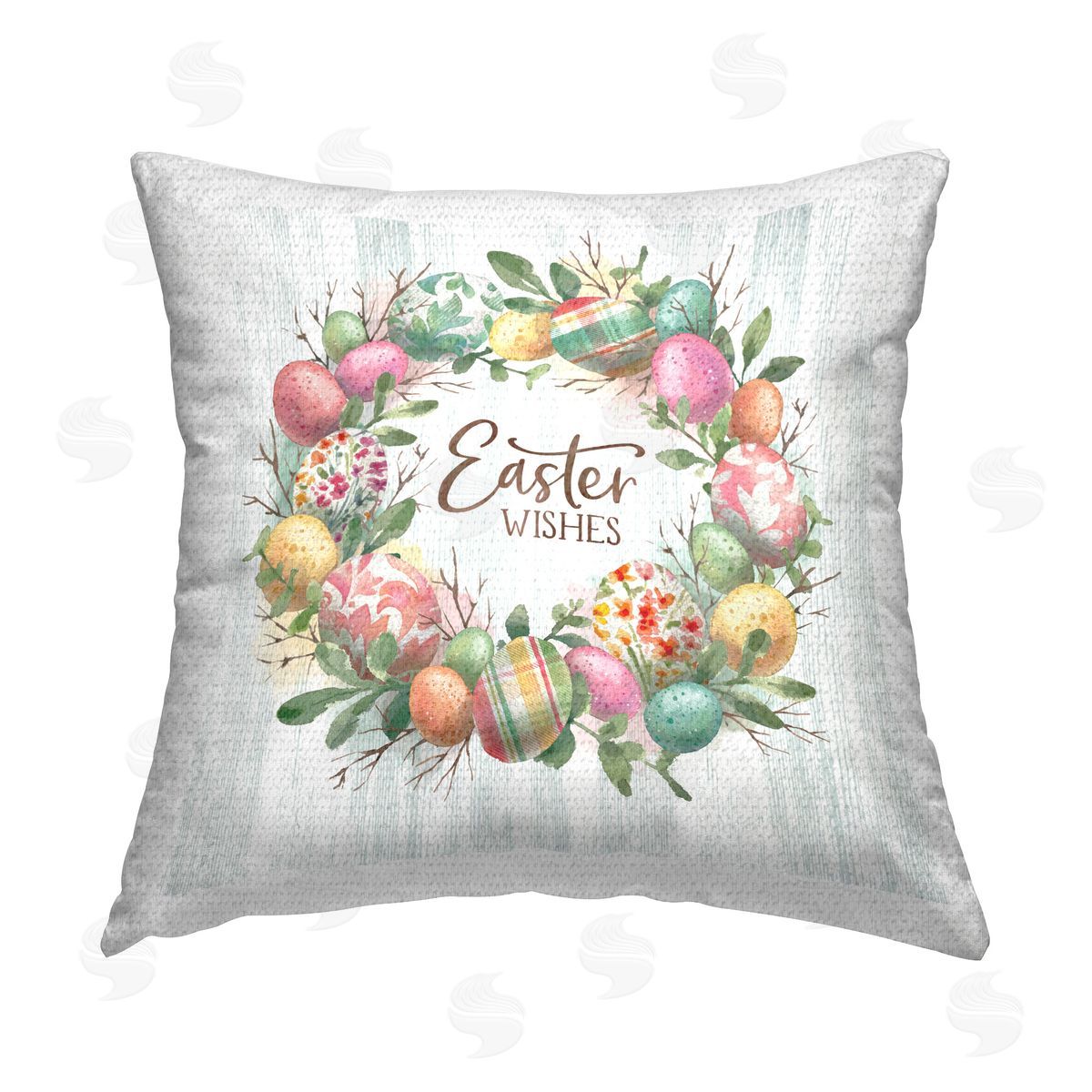 Courtney Morgenstern Easter Wishes Wreath Outdoor Quick-Dry Polyester Printed Throw Pillow