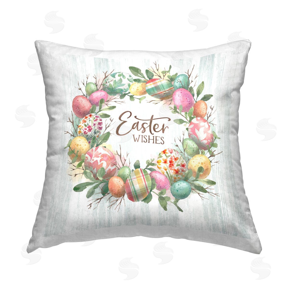 Courtney Morgenstern Easter Wishes Wreath Printed Plush Polyester Throw Pillow