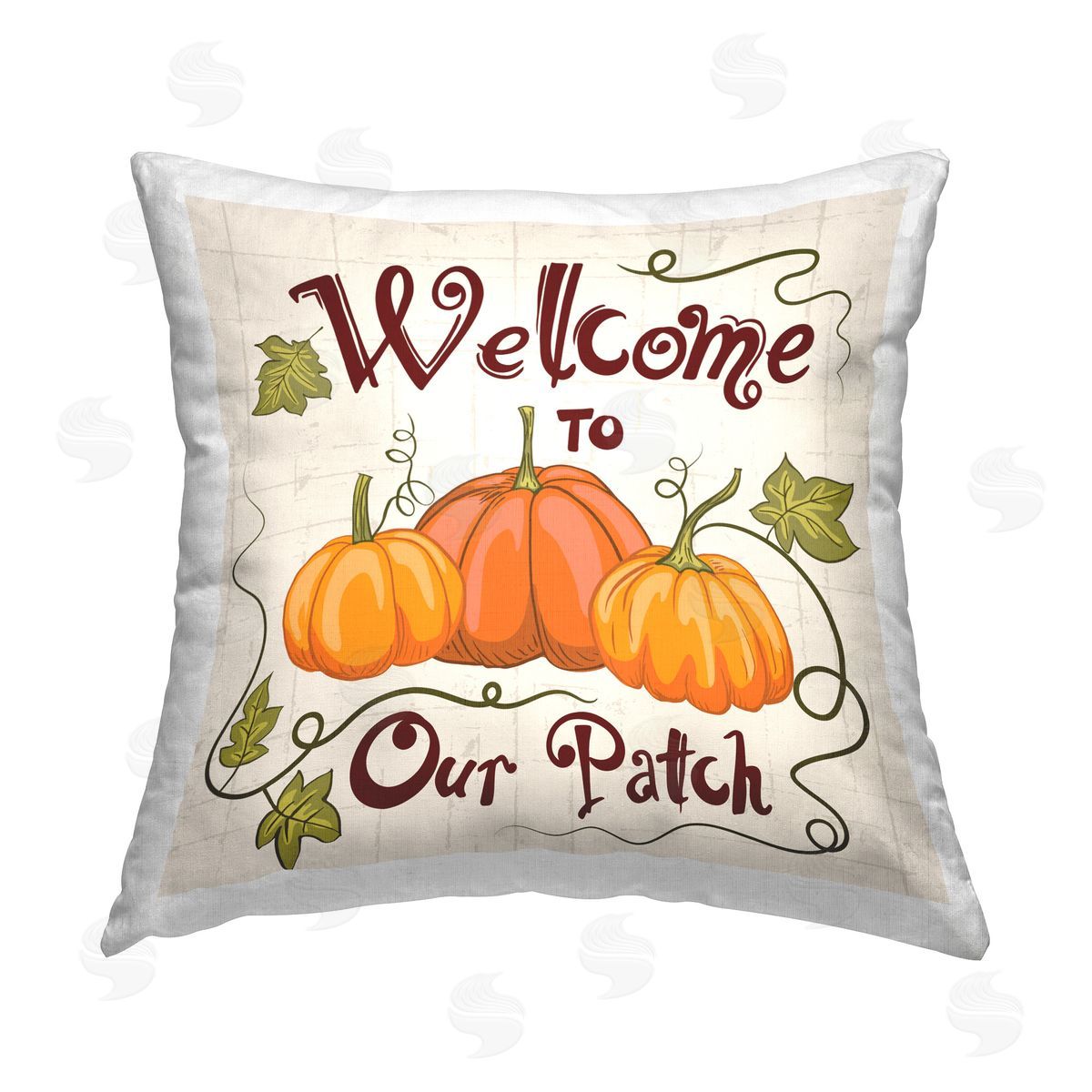 Diane Labombarbe Autumnal Pumpkins Welcome Printed Plush Polyester Throw Pillow