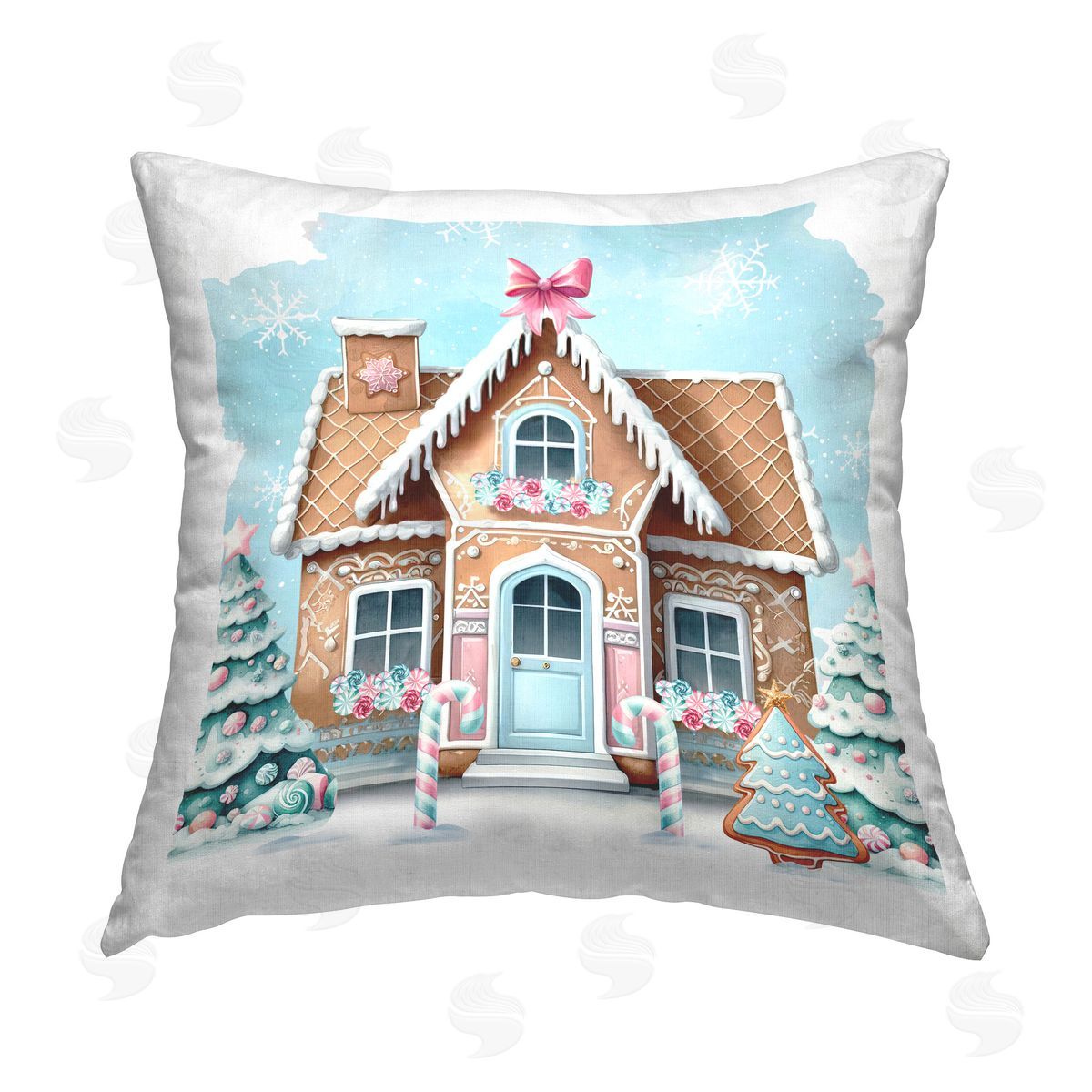 Nicole DeCamp Gingerbread House Scene Printed Plush Polyester Throw Pillow
