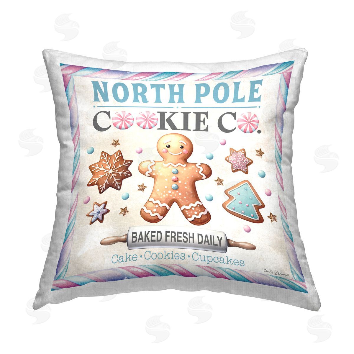 Nicole DeCamp North Pole Cookies Printed Plush Polyester Throw Pillow