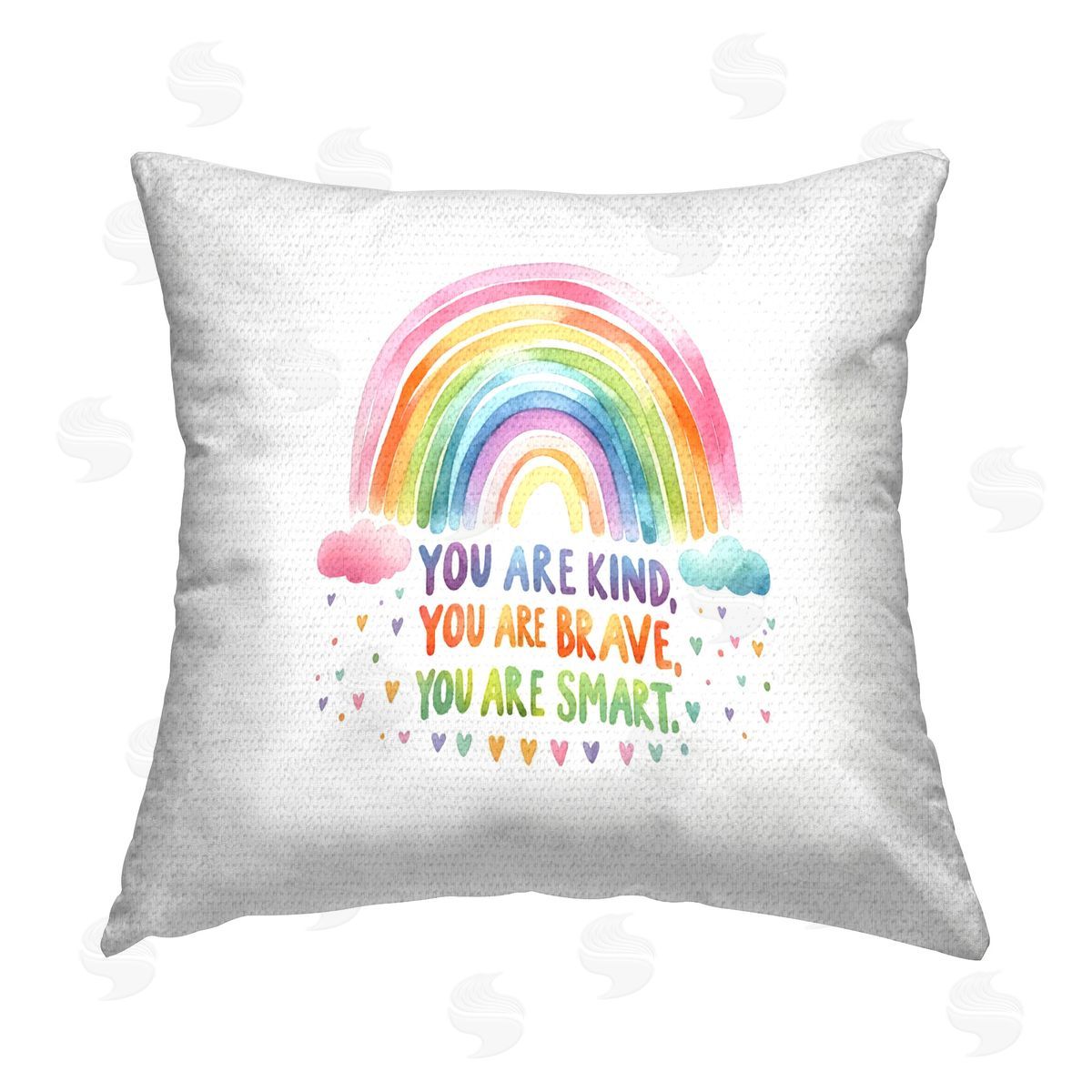 Amanda Greenwood Inspirational Rainbow & Hearts Outdoor Quick-Dry Polyester Printed Throw Pillow