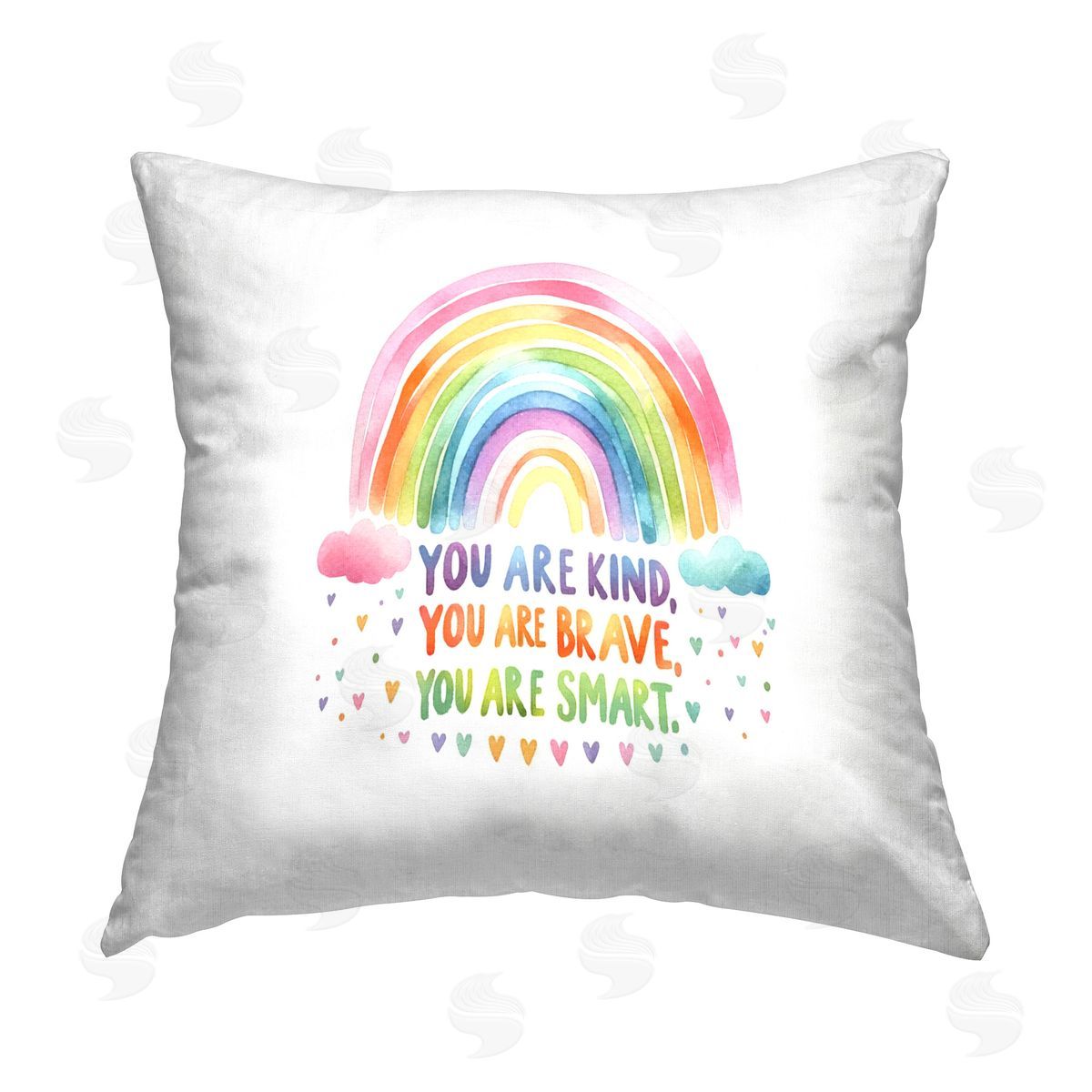 Amanda Greenwood Inspirational Rainbow & Hearts Printed Plush Polyester Throw Pillow