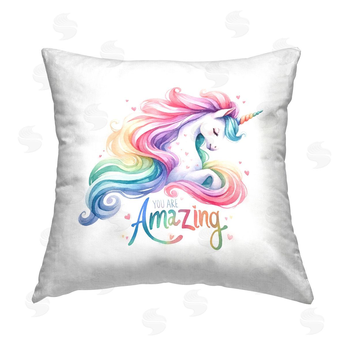 Amanda Greenwood Amazing Pastel Unicorn Printed Plush Polyester Throw Pillow