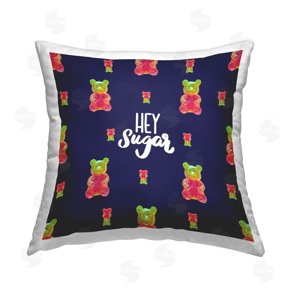 Amelia Noyes Hey Sugar Bear Pattern Printed Plush Polyester Throw Pillow