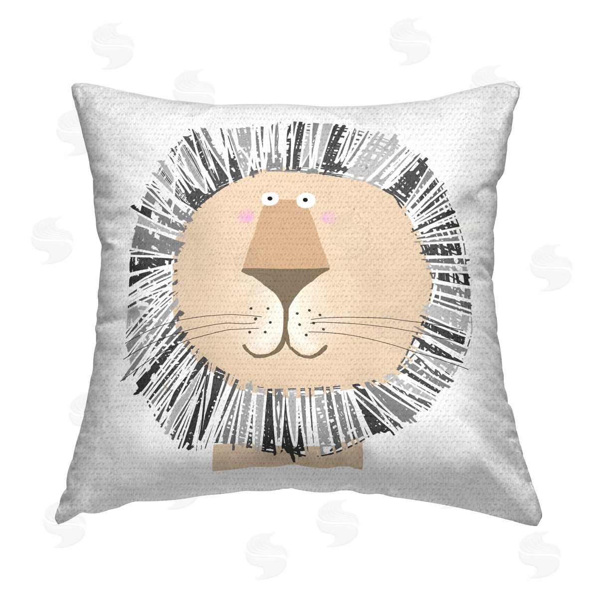 Carla Daly Smiling Cartoon Lion Outdoor Quick-Dry Polyester Printed Throw Pillow