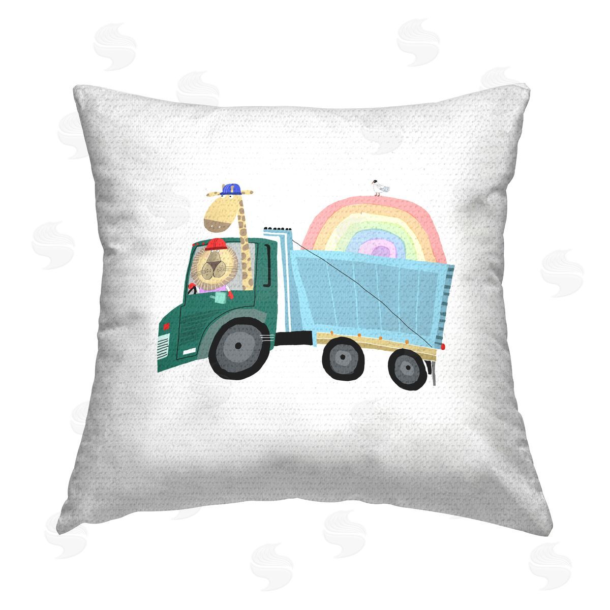 Carla Daly Animals Driving Truck Outdoor Quick-Dry Polyester Printed Throw Pillow