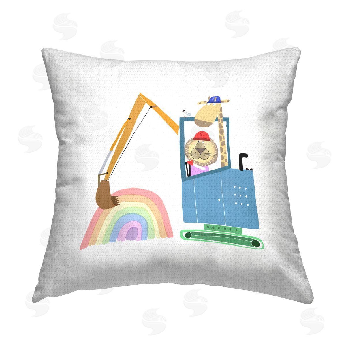Carla Daly Working Construction Animals Outdoor Quick-Dry Polyester Printed Throw Pillow