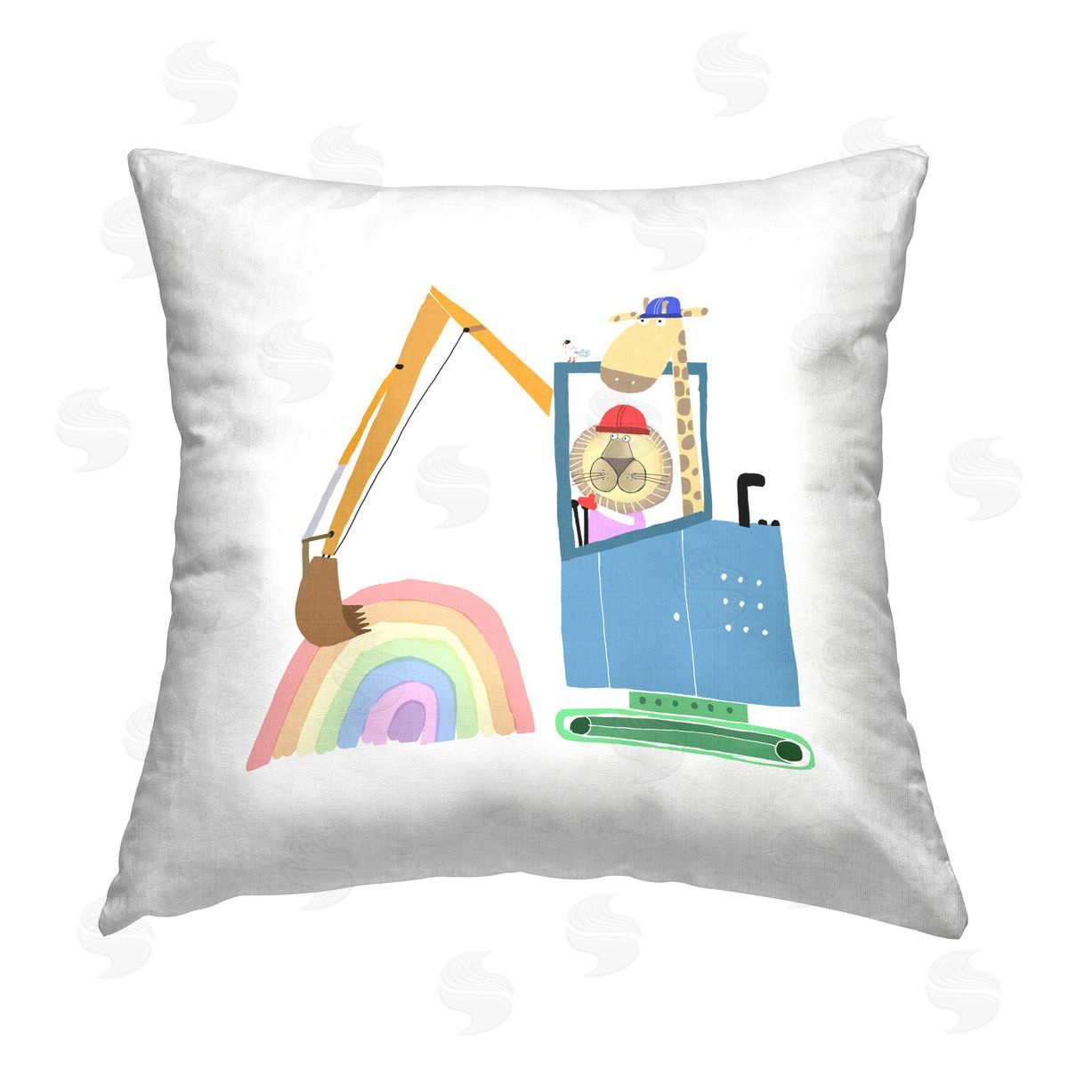 Carla Daly Working Construction Animals Printed Plush Polyester Throw Pillow