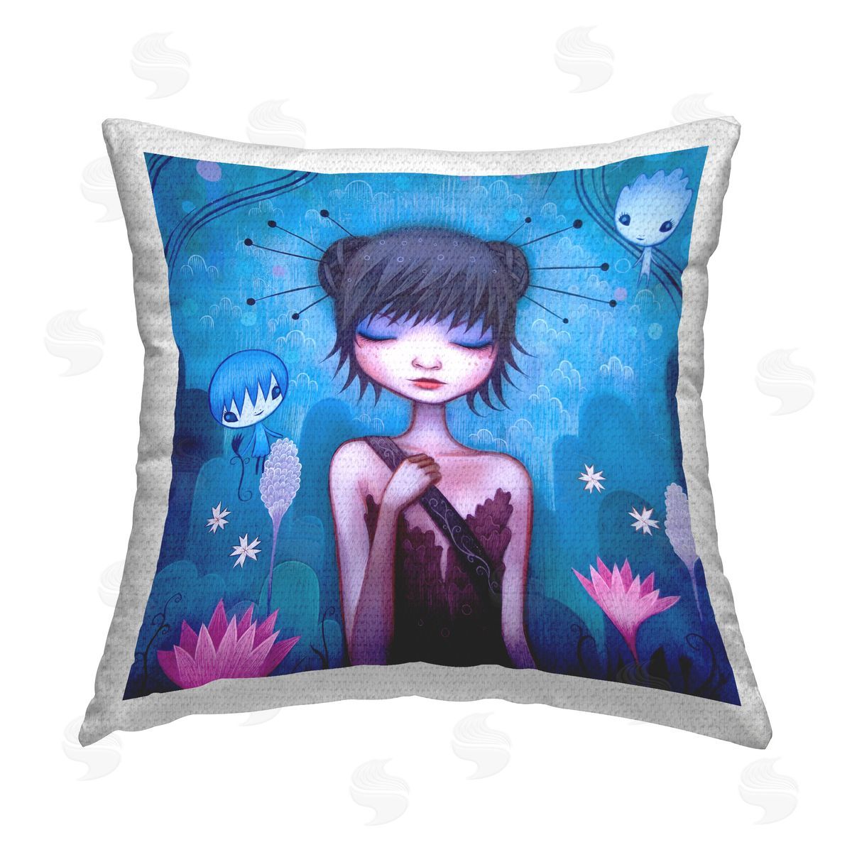 Jeremiah Ketner Girl in Fantasy Landscape Outdoor Quick-Dry Polyester Printed Throw Pillow