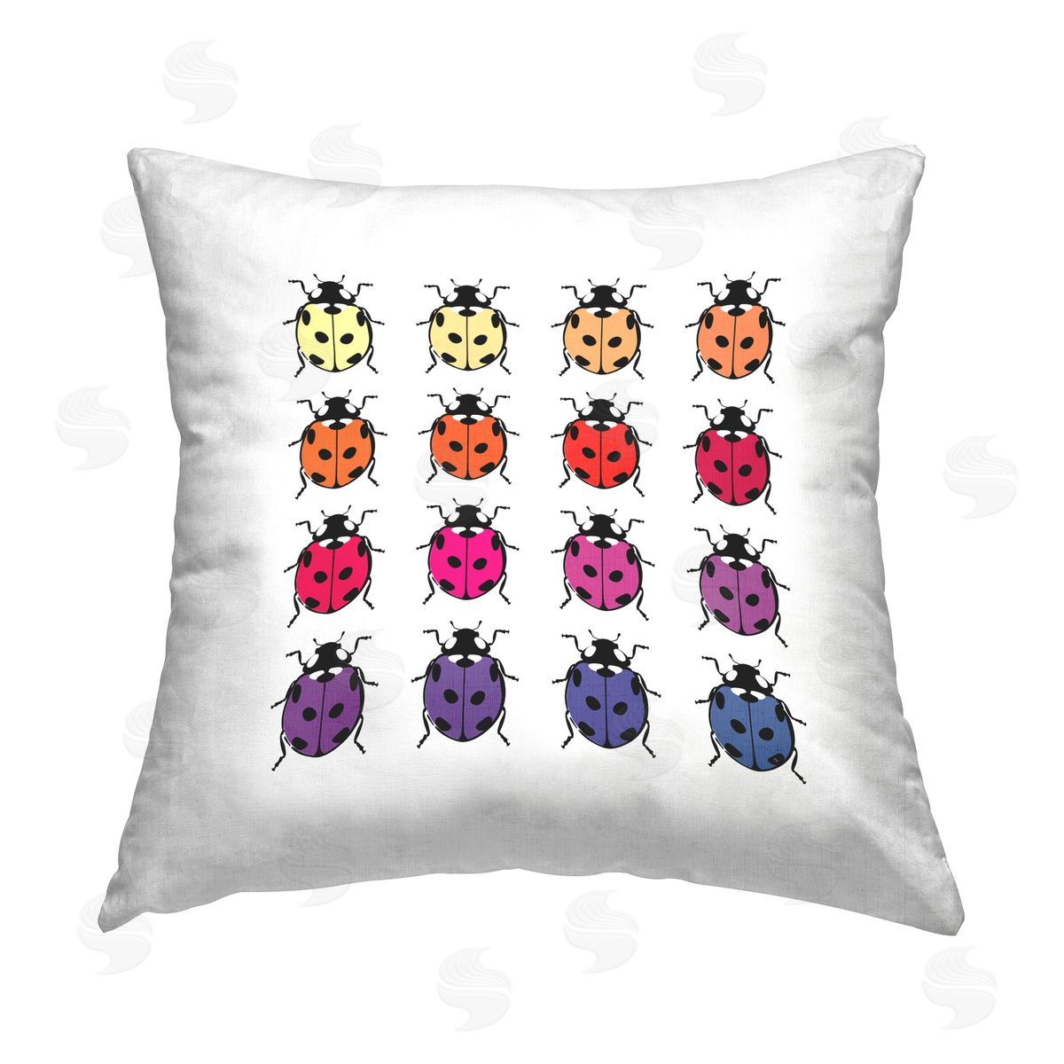 Martina Pavlova Symmetrical Ladybug Pattern Printed Plush Polyester Throw Pillow