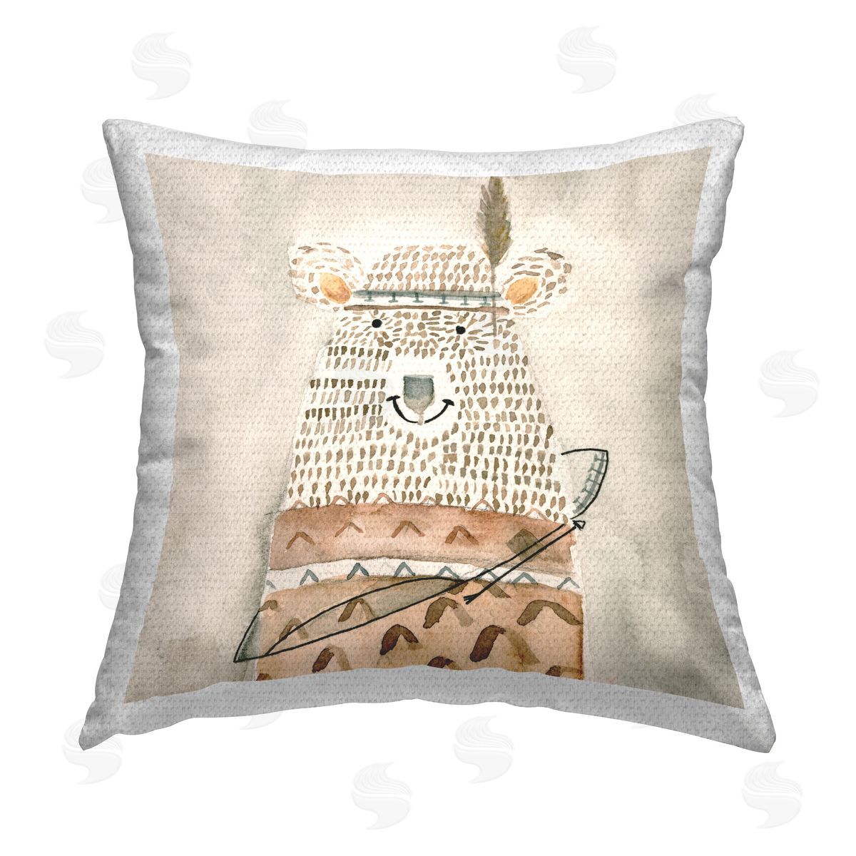 Natalie Timbrook Boho Patterned Bear Outdoor Quick-Dry Polyester Printed Throw Pillow