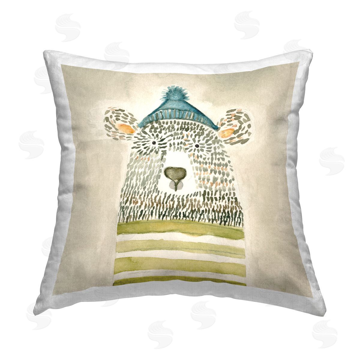 Natalie Timbrook Abstract Bear in Hat Printed Plush Polyester Throw Pillow