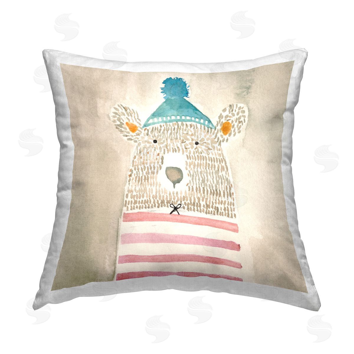 Natalie Timbrook Abstract Patterned Bear Printed Plush Polyester Throw Pillow
