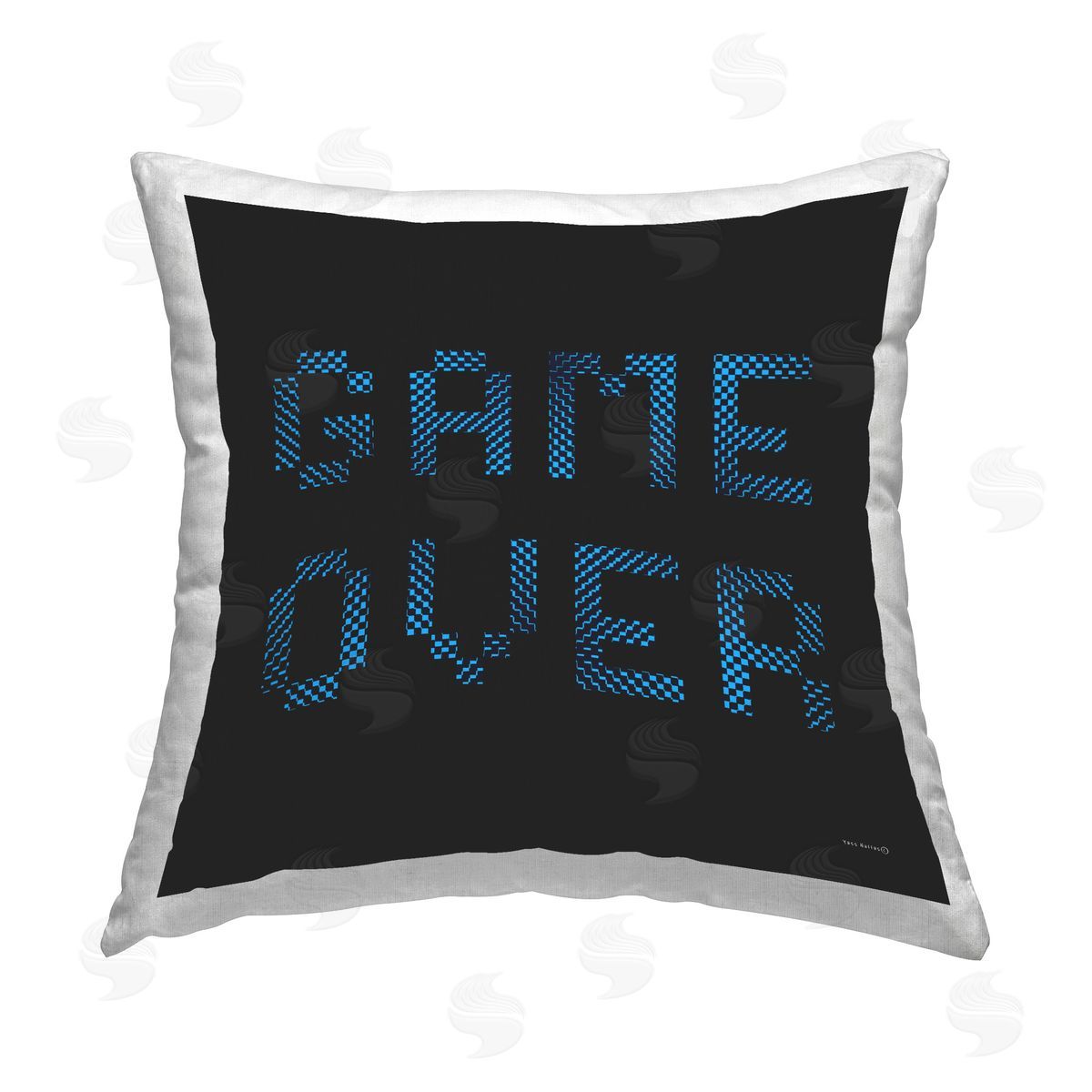 Yass Naffas Designs Game Over Pixel Phrase Printed Plush Polyester Throw Pillow