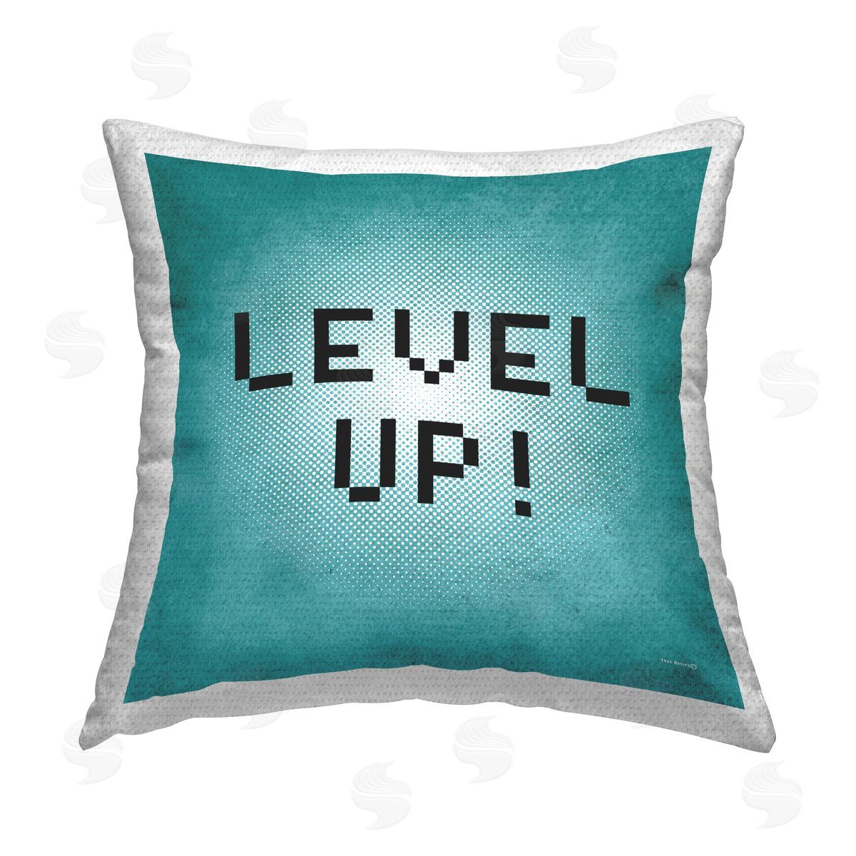 Yass Naffas Designs Level Up Pixel Phrase Outdoor Quick-Dry Polyester Printed Throw Pillow