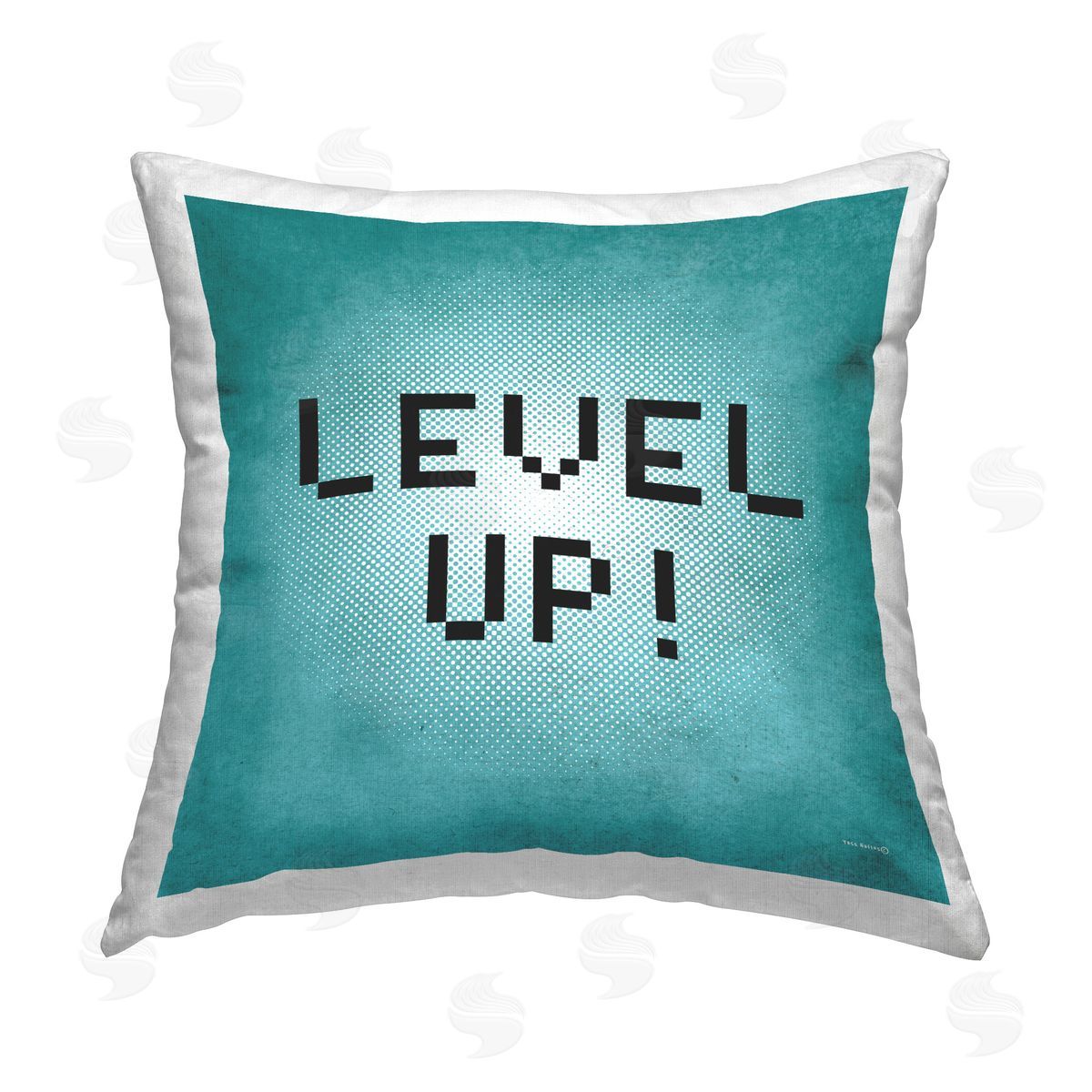 Yass Naffas Designs Level Up Pixel Phrase Printed Plush Polyester Throw Pillow