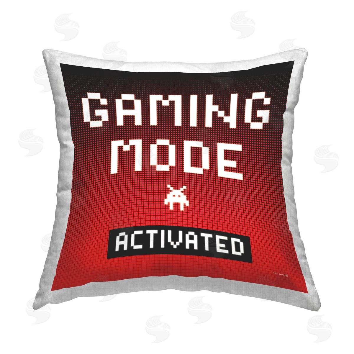 Yass Naffas Designs Red Gaming Mode Activated Printed Plush Polyester Throw Pillow