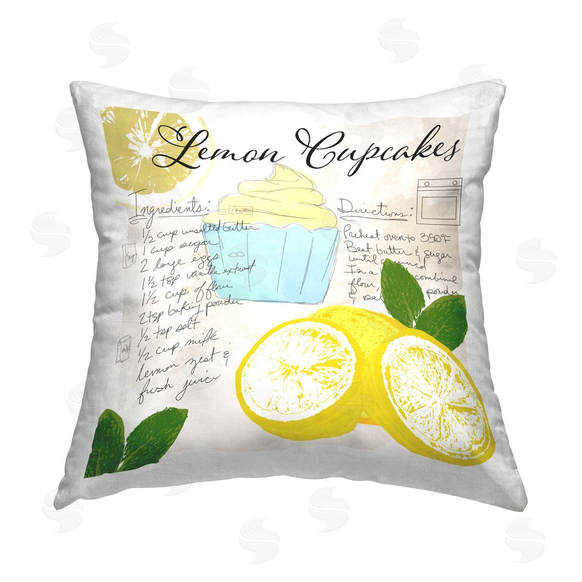 Daniela Santiago Lemon Cupcake Recipe Printed Plush Polyester Throw Pillow