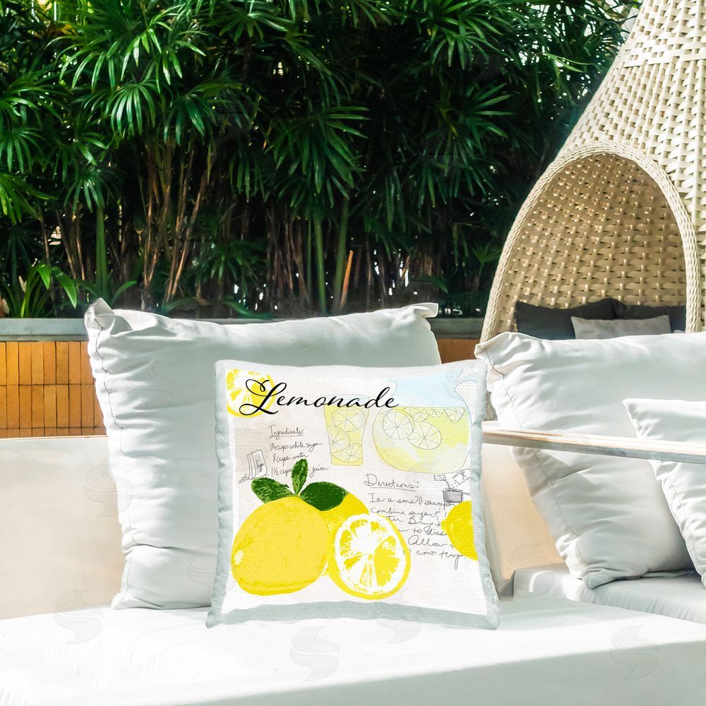 Daniela Santiago Kitchen Lemonade Recipe Outdoor Quick-Dry Polyester Printed Throw Pillow in Back Yard