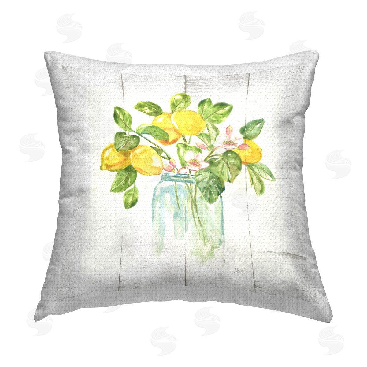 Nan Lemon Tree Flowers Outdoor Quick-Dry Polyester Printed Throw Pillow