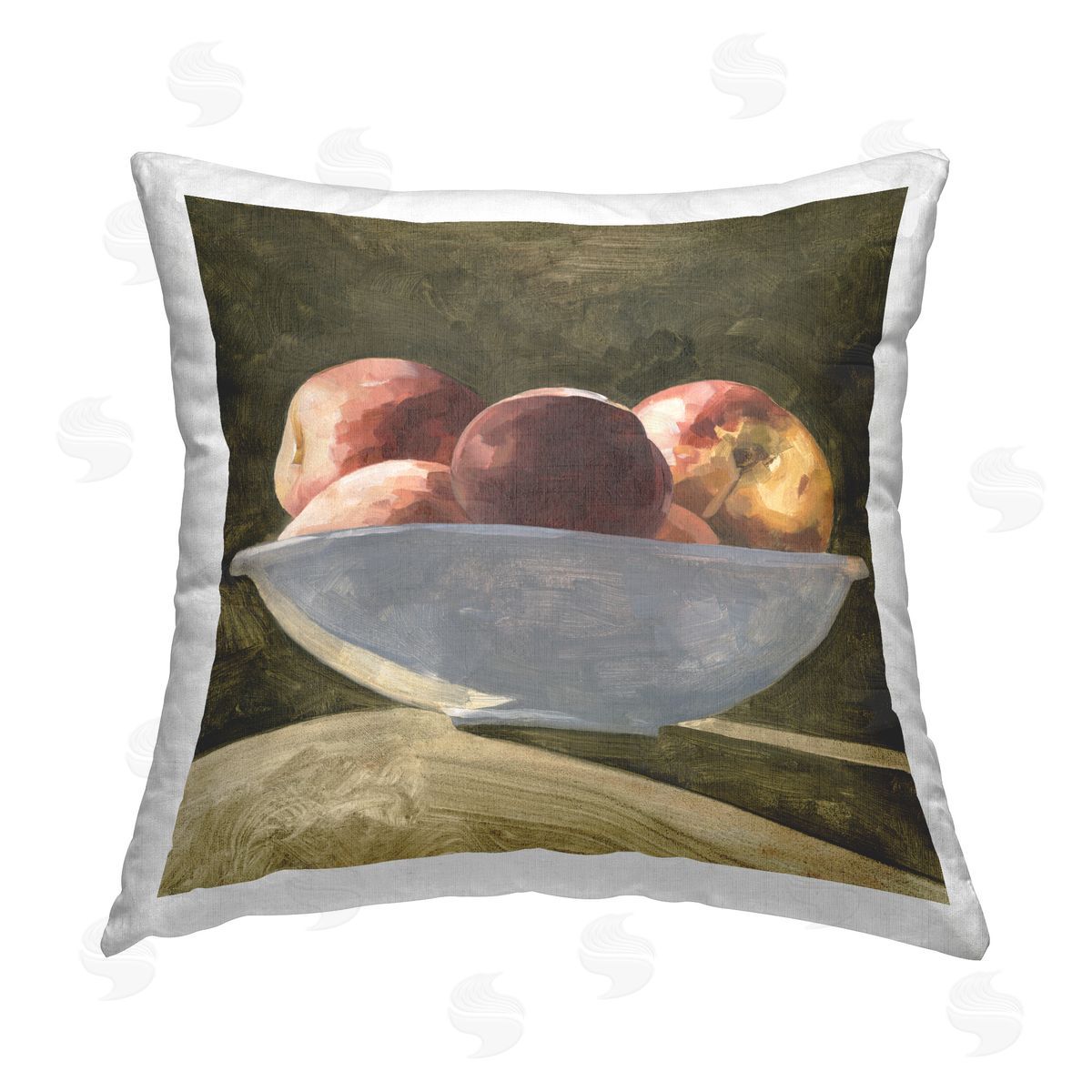 Emma Caroline Kitchen Apple Bowl Printed Plush Polyester Throw Pillow