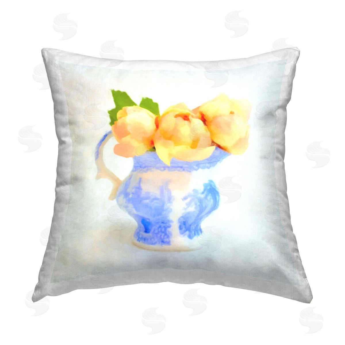 Graffitee Studios Rose Buds Ornate Vase Printed Plush Polyester Throw Pillow