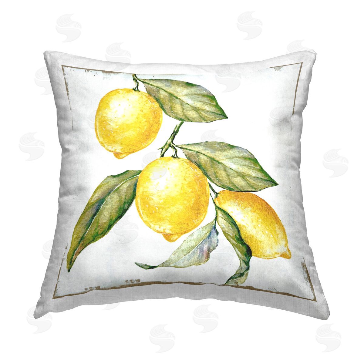 Graffitee Studios Rustic Lemon Plant Printed Plush Polyester Throw Pillow
