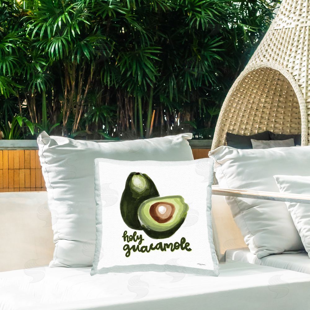 Molly Mattin Funny Holy Guacamole Outdoor Quick-Dry Polyester Printed Throw Pillow in Back Yard