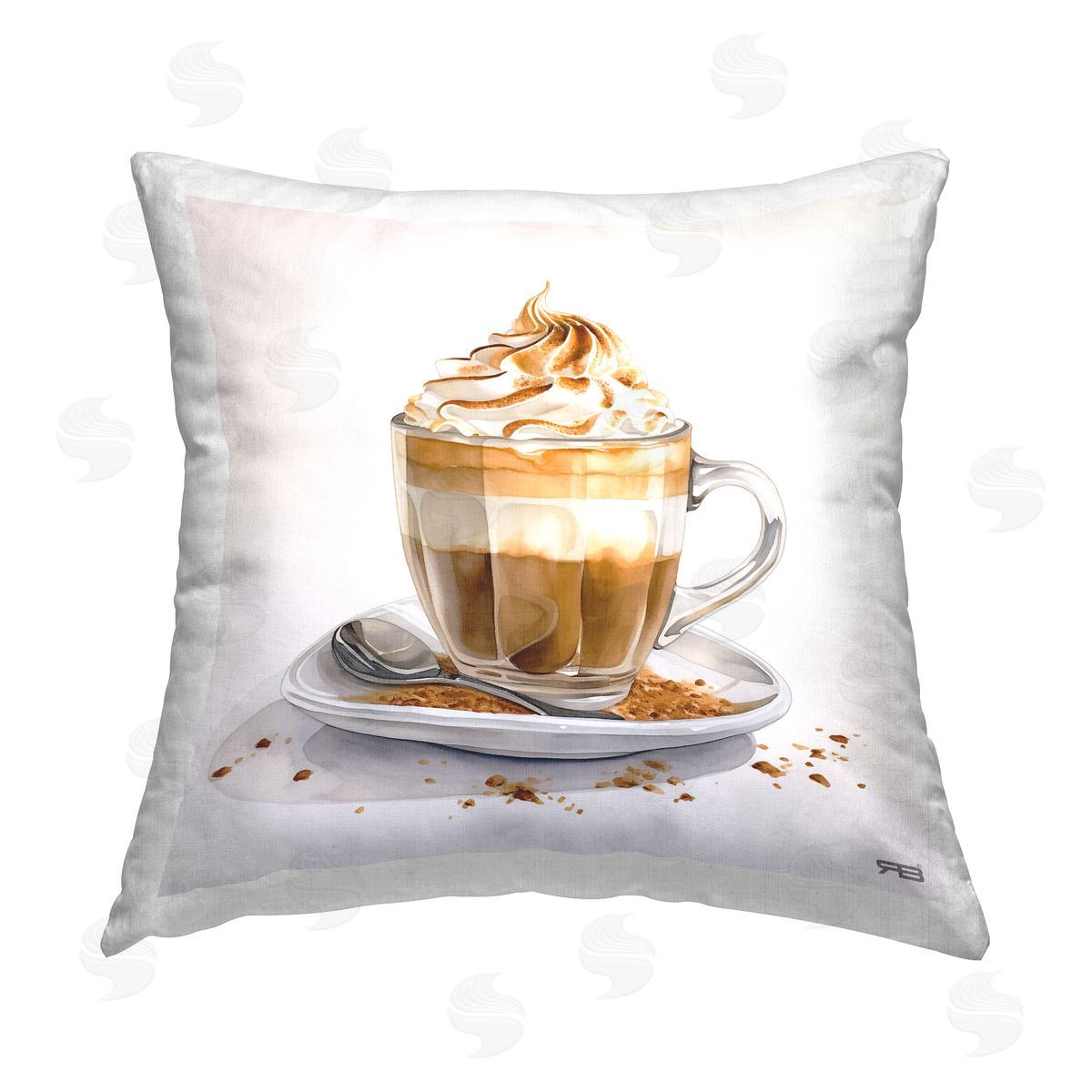 RB Coffee Dessert Mug Printed Plush Polyester Throw Pillow