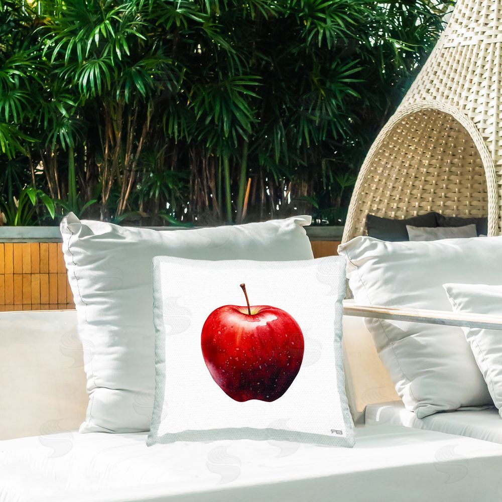 RB Lush Red Apple Outdoor Quick-Dry Polyester Printed Throw Pillow in Back Yard