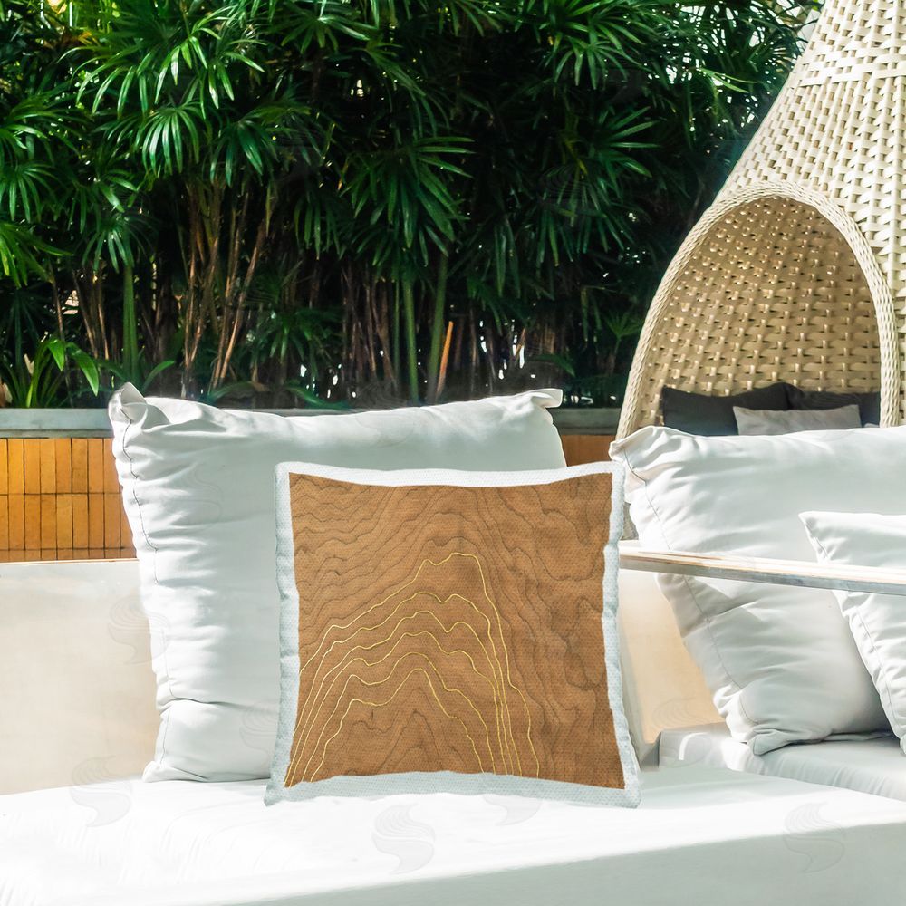 Vanna Lam Grain Pattern with Glam Outdoor Quick-Dry Polyester Printed Throw Pillow in Back Yard