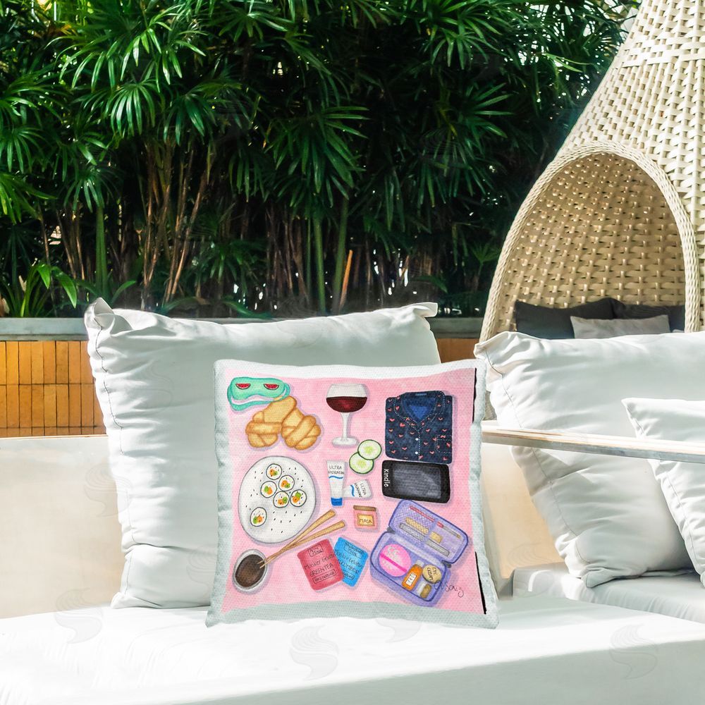 Ale Saiz Studio Girls Night In Outdoor Quick-Dry Polyester Printed Throw Pillow in Back Yard