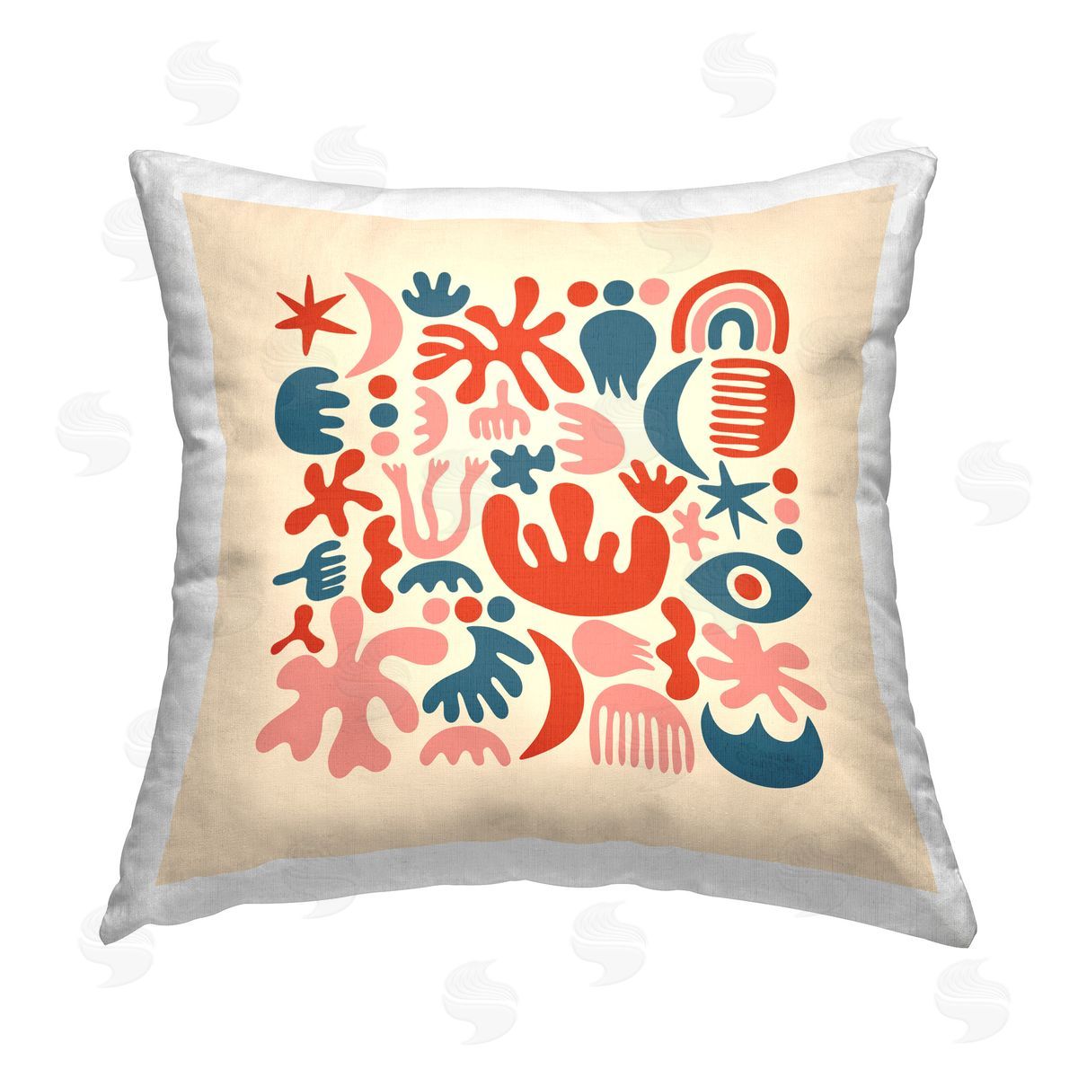 Carrie Cantwell Patterned Squiggle Shapes Printed Plush Polyester Throw Pillow