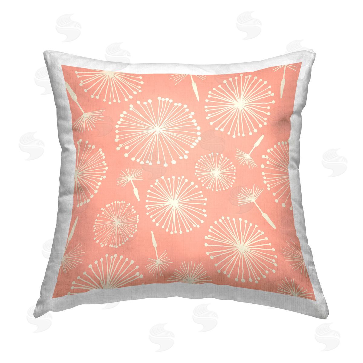 Carrie Cantwell Peach Dandelion Pattern Printed Plush Polyester Throw Pillow