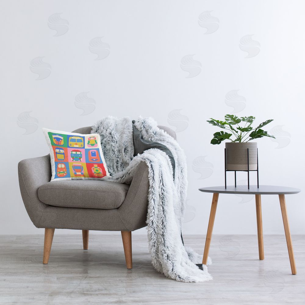 Carrie Cantwell Bold Public Transportation Printed Plush Polyester Throw Pillow On Chair