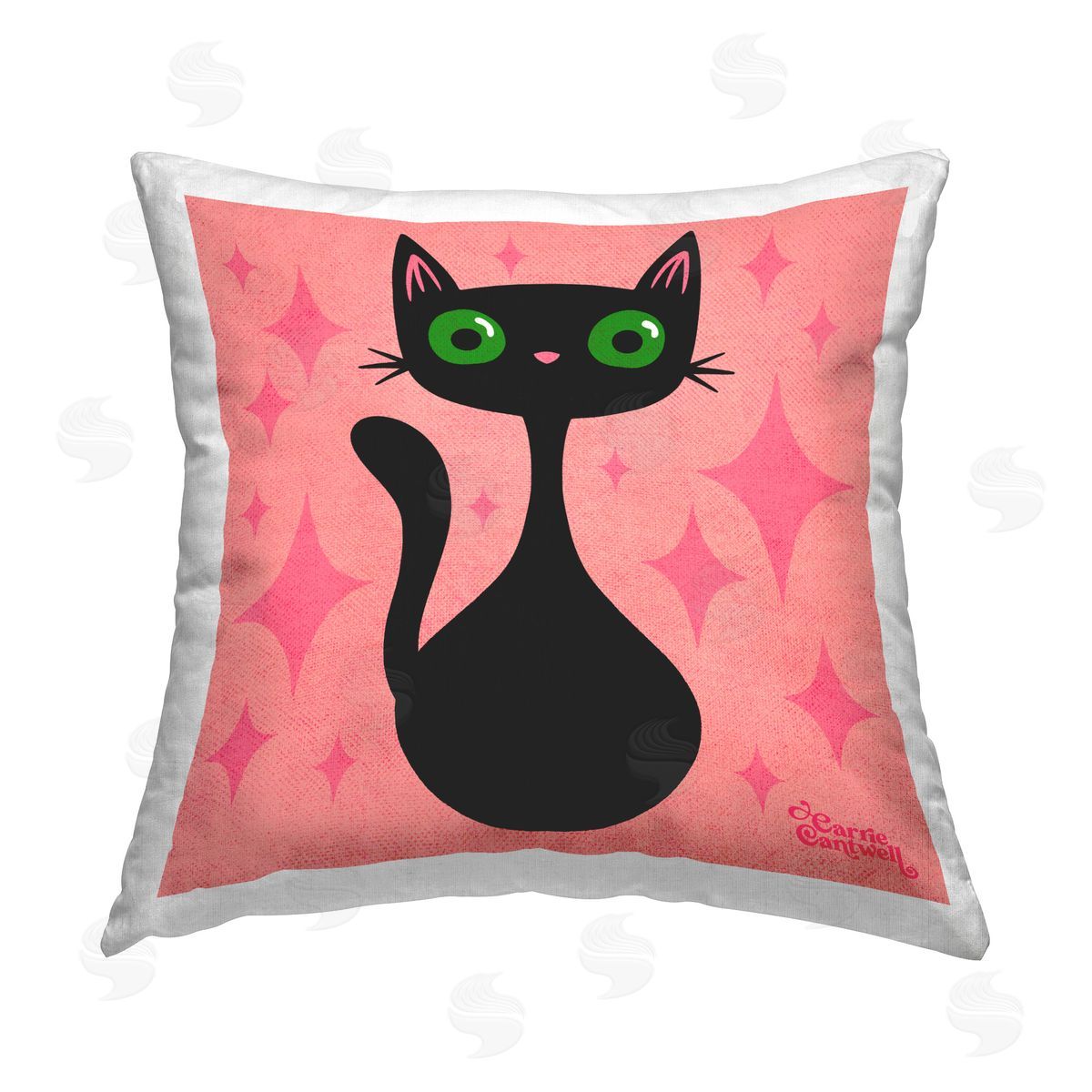 Carrie Cantwell Modern Black Cat Printed Plush Polyester Throw Pillow