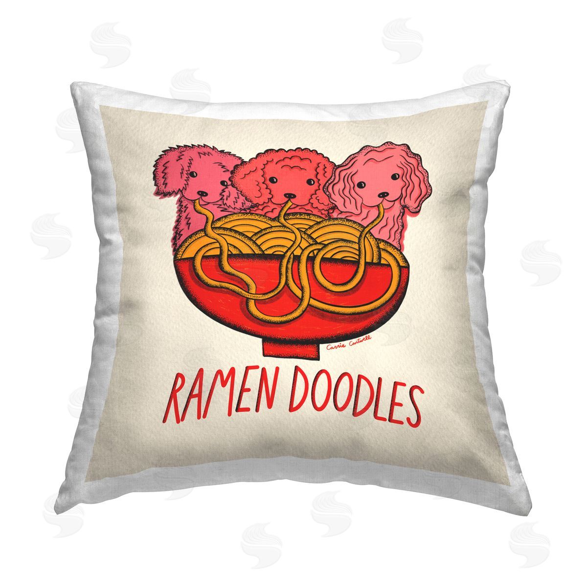 Carrie Cantwell Ramen Doodles Dogs Printed Plush Polyester Throw Pillow