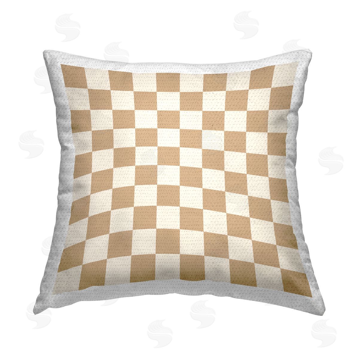 Carrie Cantwell Minimal Beige Checkered Outdoor Quick-Dry Polyester Printed Throw Pillow