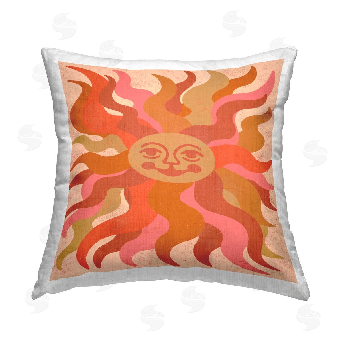 Carrie Cantwell Smiling Abstract Sun Rays Printed Plush Polyester Throw Pillow