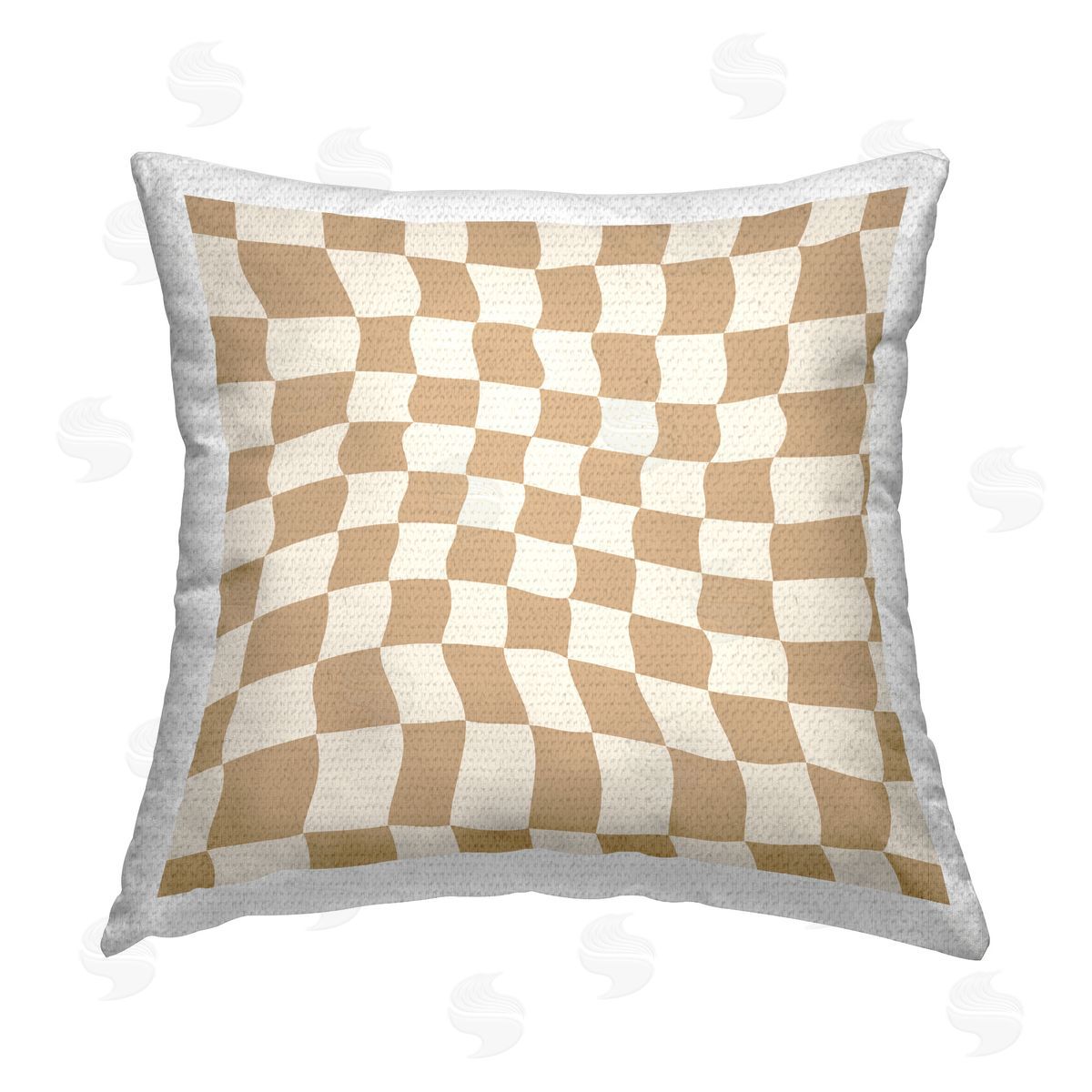 Carrie Cantwell Wavy Checkered Pattern Outdoor Quick-Dry Polyester Printed Throw Pillow